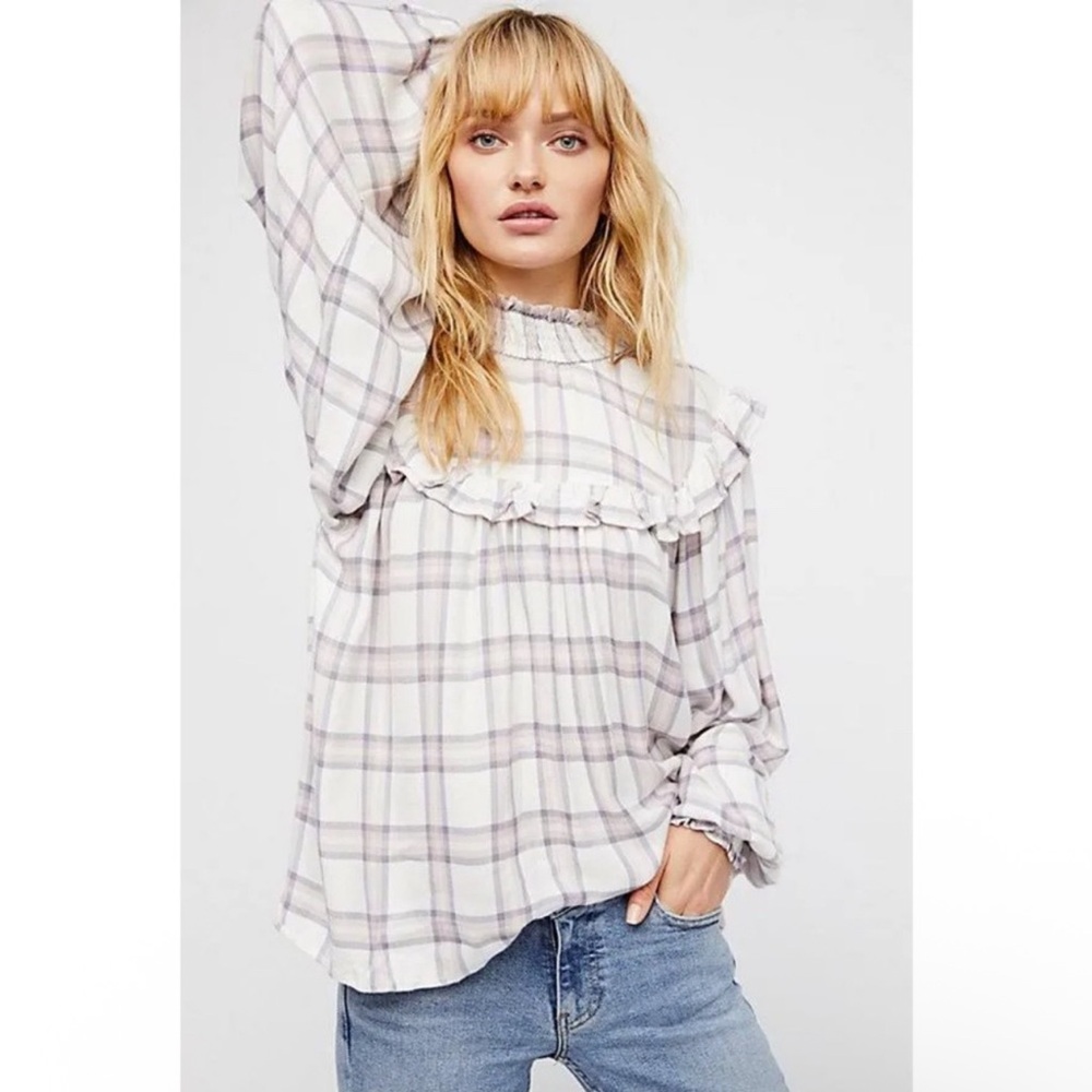 Free People | Plaid Charlie Ruffle Top, S